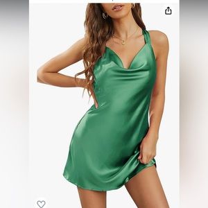 Cowl neck sea foam green dress